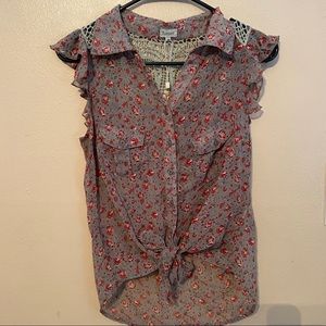 Flora front tie shirt